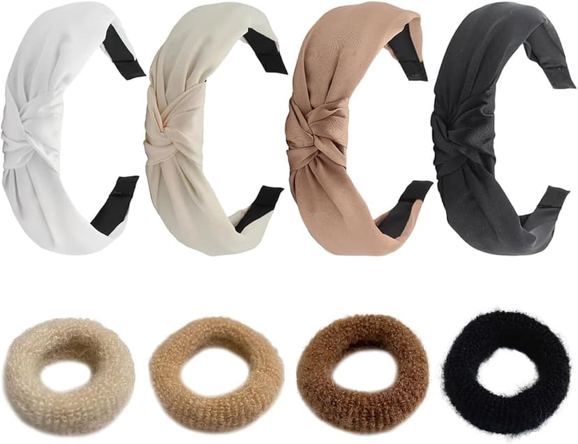 Ensemble de 4 Bandeaux et 4 Anneaux de Cheveux Confortables