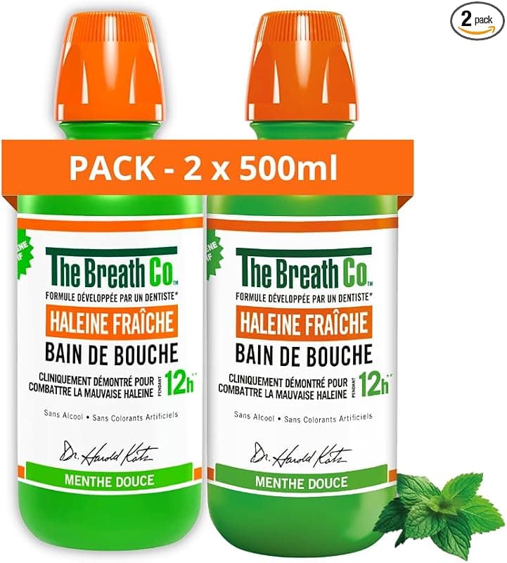 The Breath Co Bain de Bouche Menthe Douce - Sans Alcool - Lot de 2