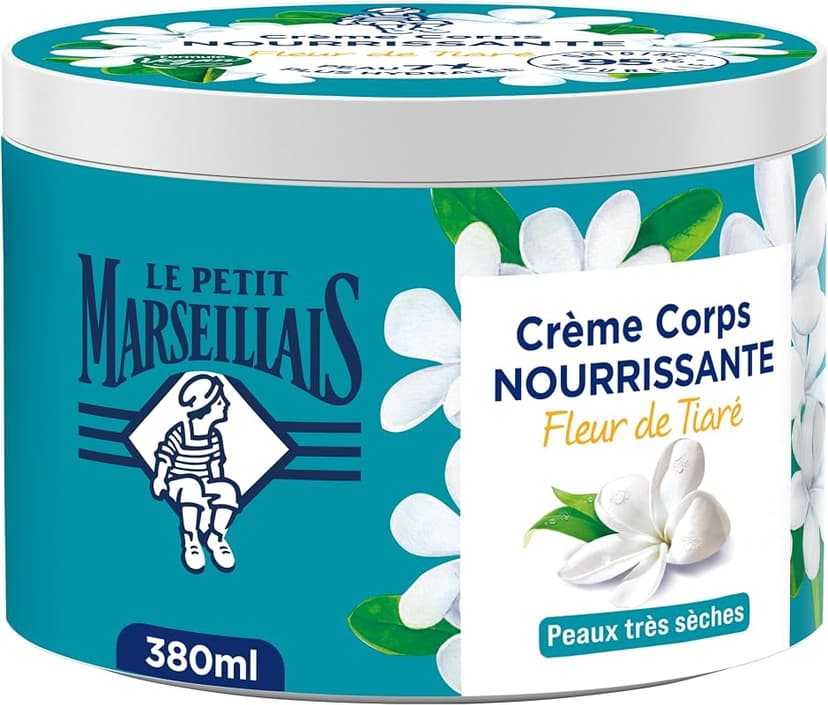 Crème Corps Nourrissante Le Petit Marseillais Fleur de Tiaré 380 mL - Hydratation Profonde pour Peaux Très Sèches