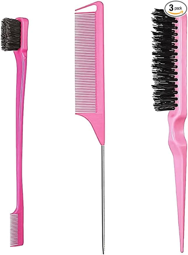 Lot de 3 Peignes à Cheveux Double Bord Rose - Style Professionnel Quotidien