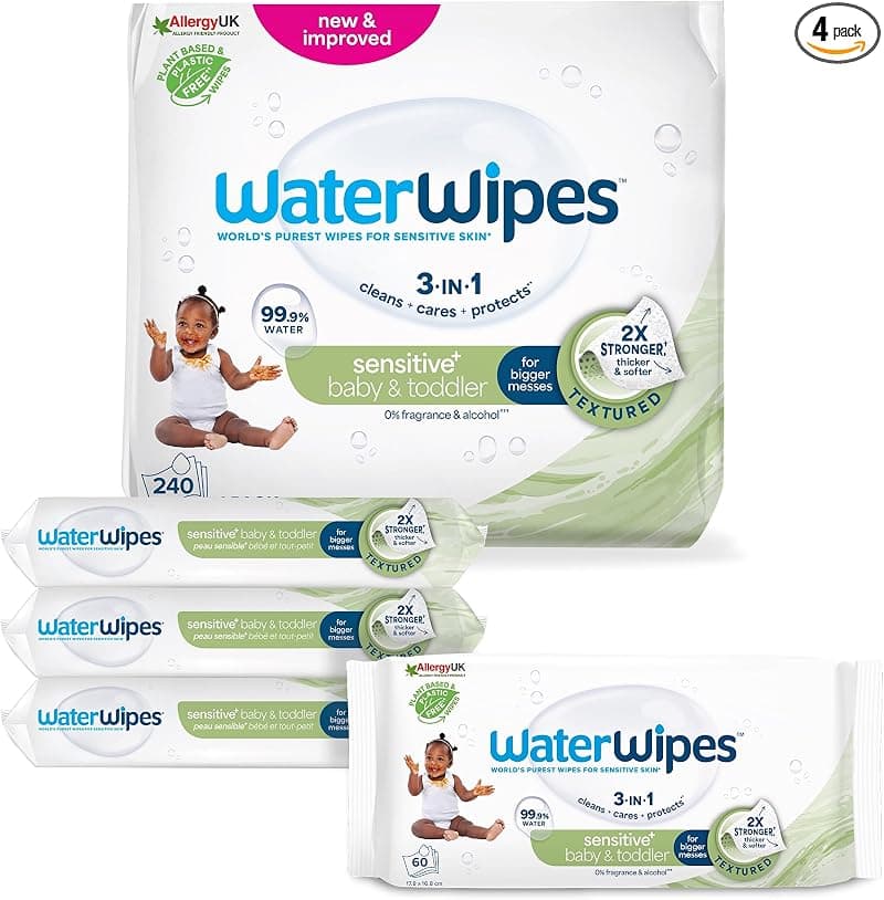 WaterWipes Sensitive+ : Lingettes Bébé Ultra-Douces & Écologiques